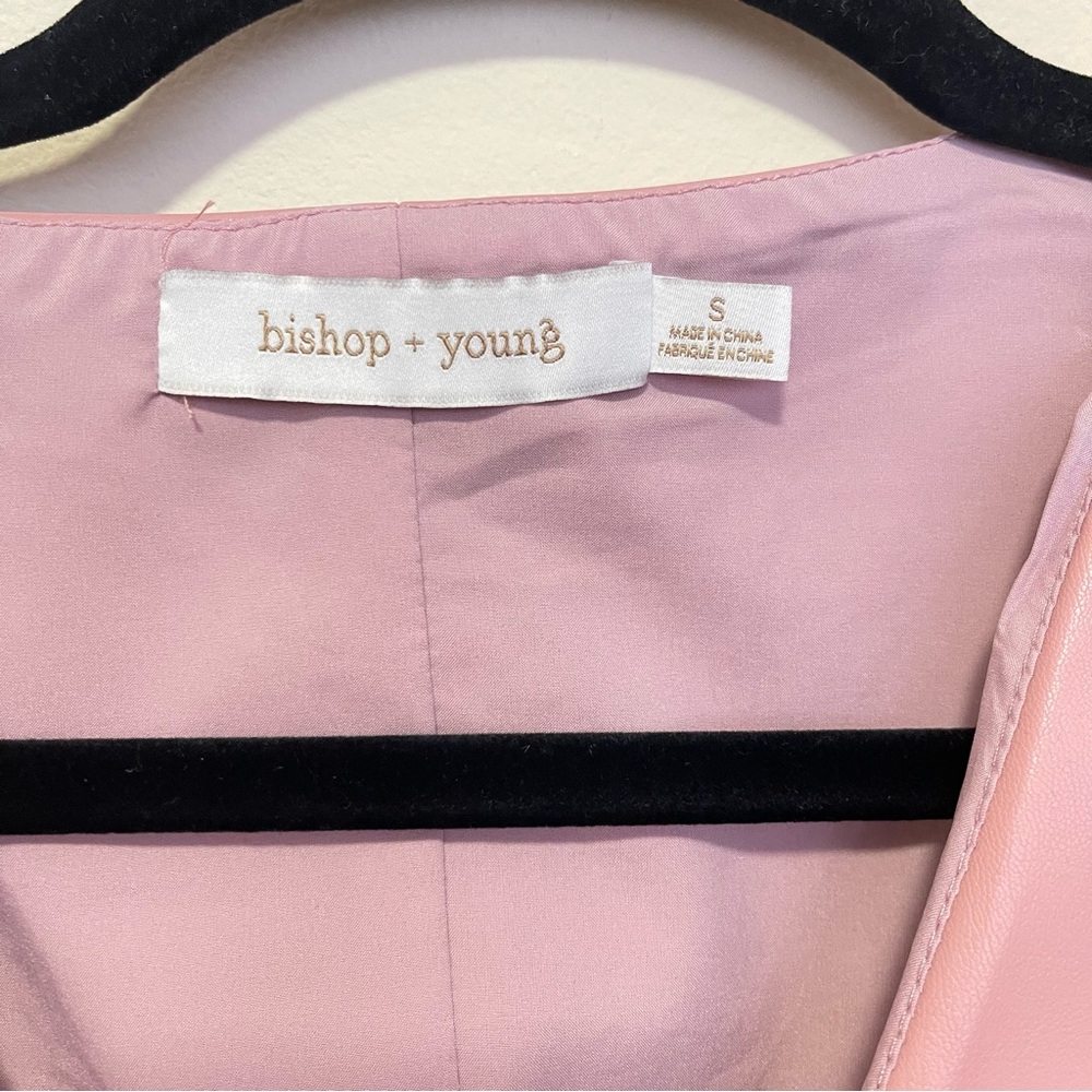 Anthropologie Bishop + Young  SOFT Faux Leather Pink Sleeveless Top Sz Small NWT - Picture 5 of 7